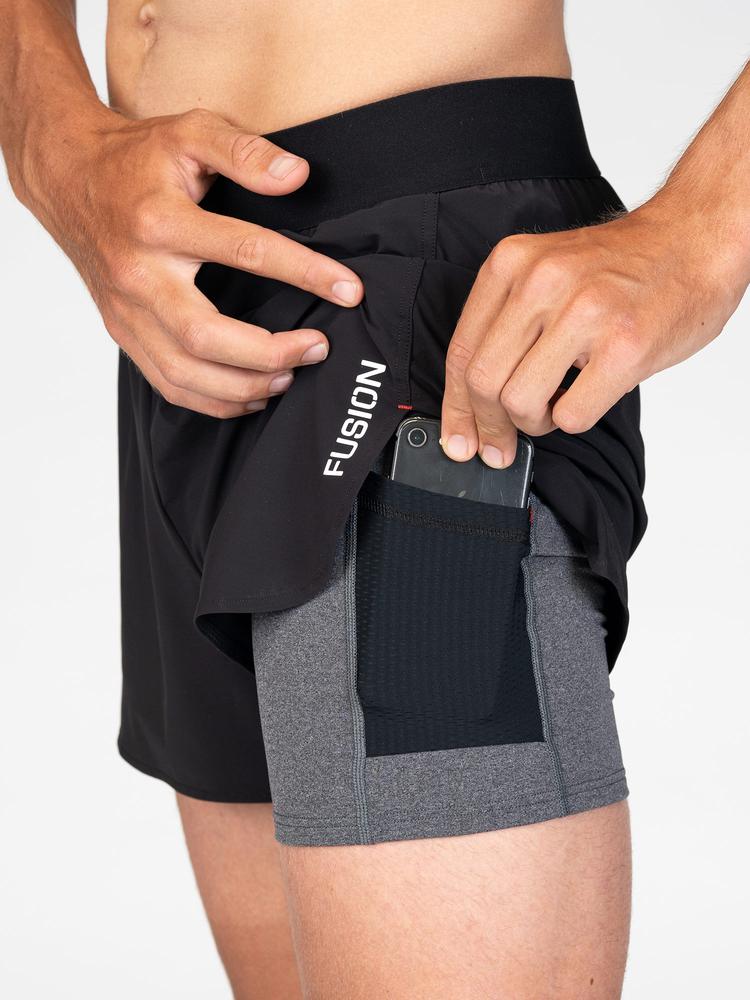 FUSION Unisex/Herre Løbeshorts-Sort