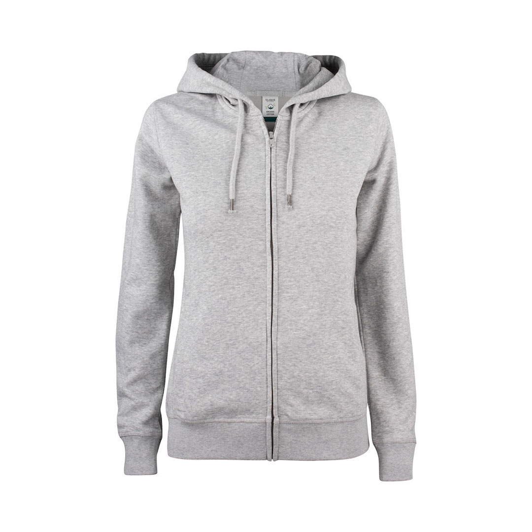 CLIQUE Premium OC Hoody Full Zip Dame - Øko Bomuld-Grå