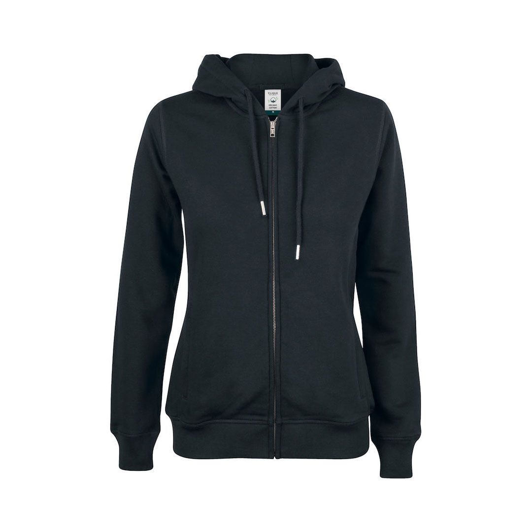 CLIQUE Premium OC Hoody Full Zip Dame - Øko Bomuld-Sort