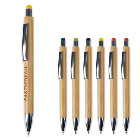 Bambuskuglepen med Stylus-Gul