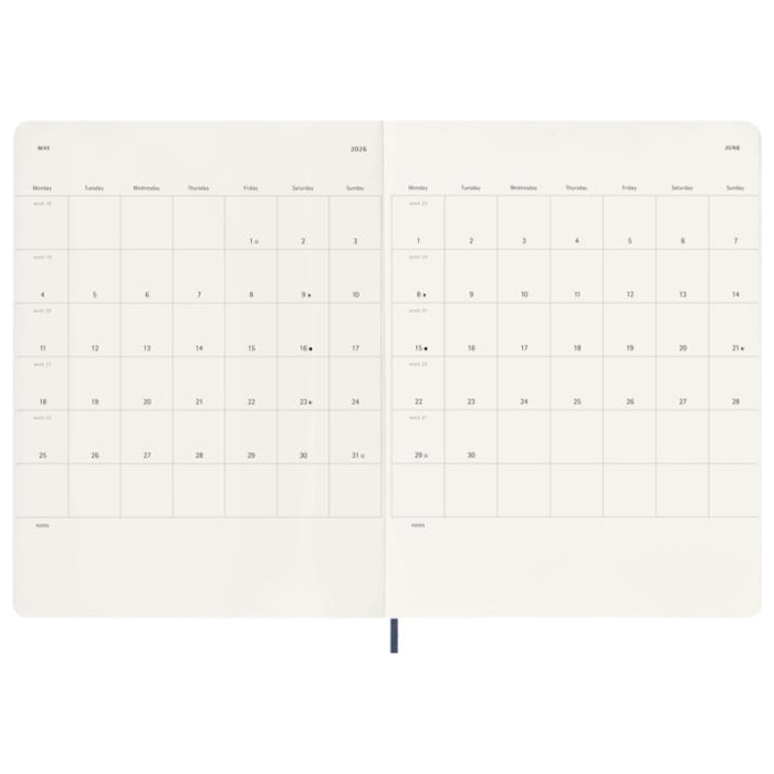 Moleskine XL soft cover 12 måneders notesbog-Sort