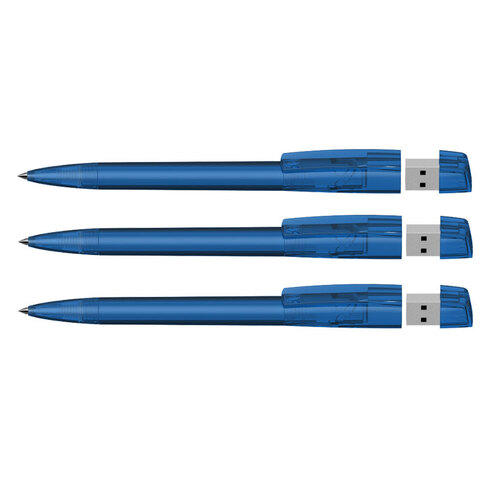 KLIO Pen Transparent med plast tip 4 GB usb stik.-Blå