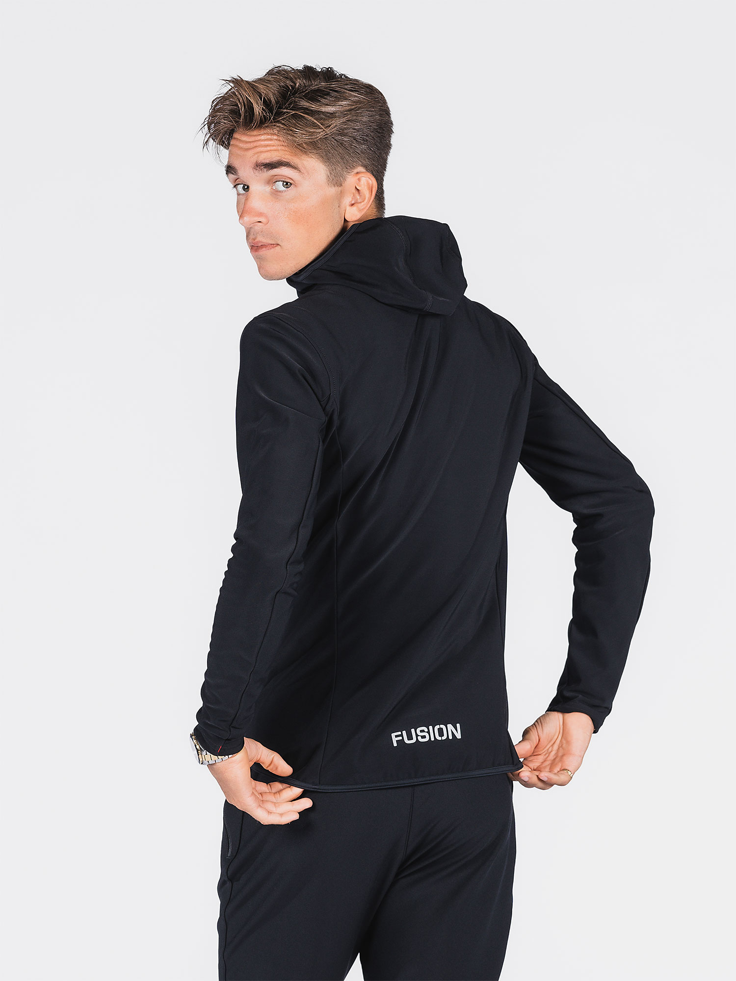 FUSION Recharge Hoodie, Herre-Sort