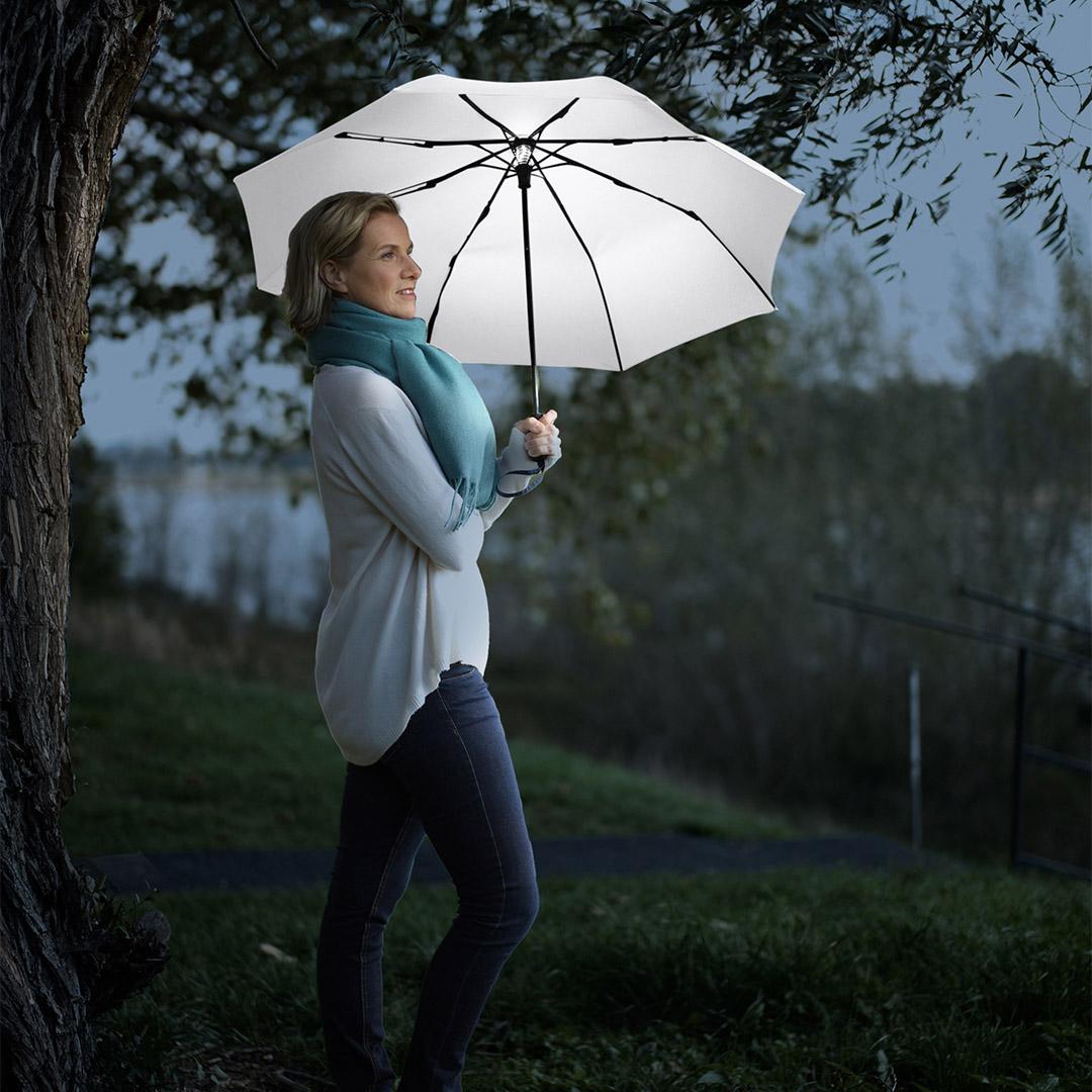 Oversize Taskeparaply FARE® med Led-Lys Skylight®-Hvid