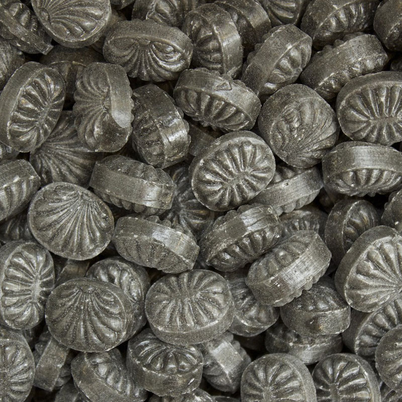 Lille Slikdåse med 150 g.  bolcher med logo-Lakrids med peber