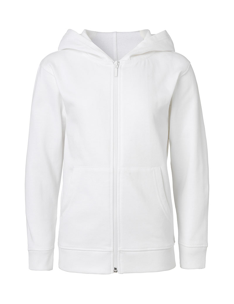 NEUTRAL Zip Hoodie Børn, 100% Økologisk Fairtrade Bomuld-Hvid