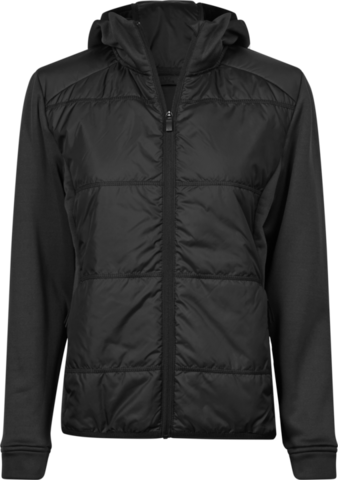 TEE JAYS Hybrid-stretch Hooded Jakke, dame-Sort