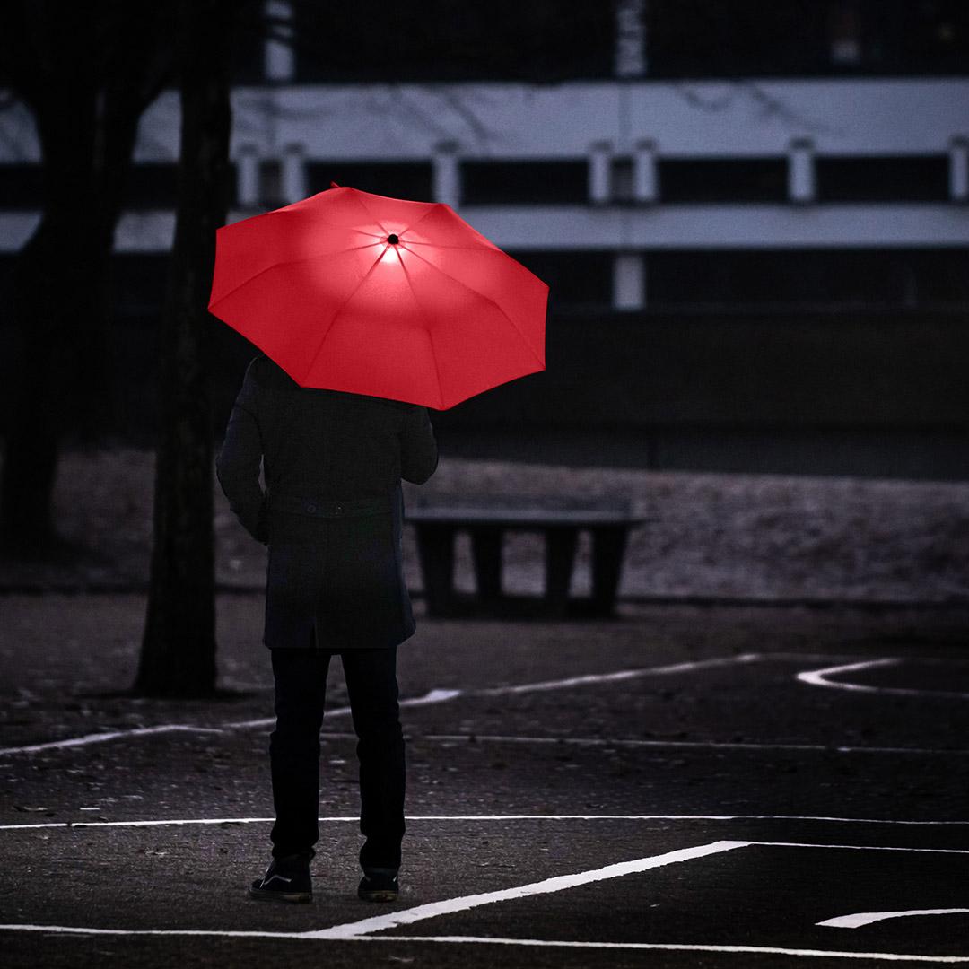 Oversize Taskeparaply FARE® med Led-Lys Skylight®-Rød