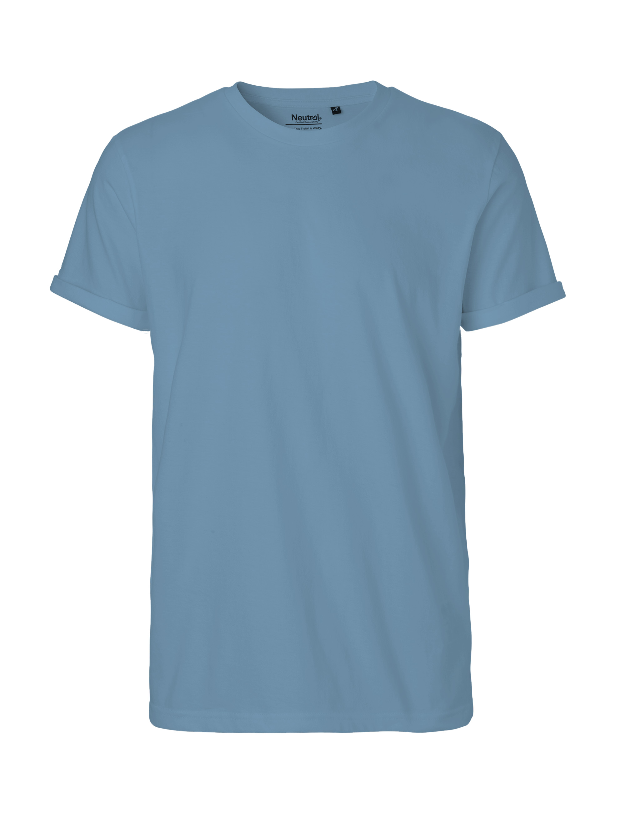 NEUTRAL Roll Up Sleeve T-shirt, 100% Økologisk Fairtrade Bomuld-Petrol