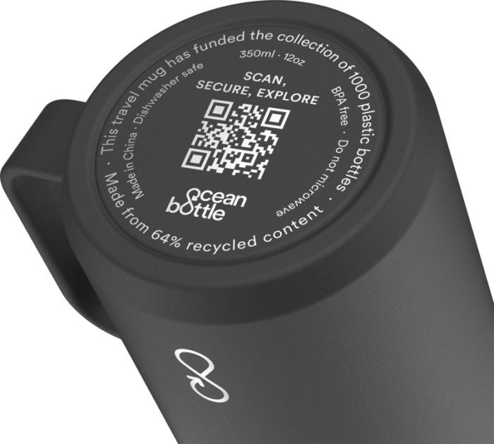 Ocean Bottle 350 ml isoleret rejsekrus - Genbrugs Rustfri Stål-Sort
