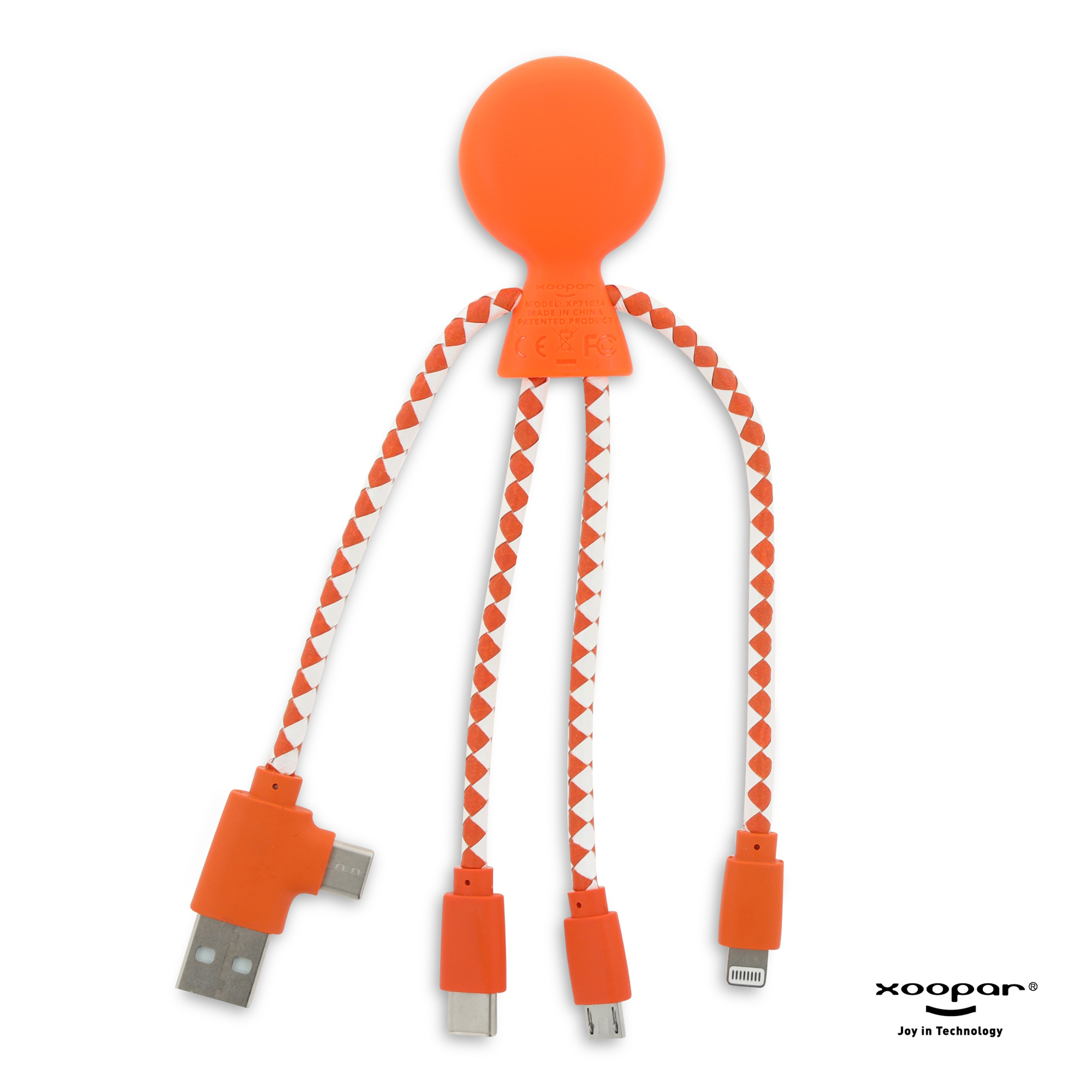 Xoopar Mr. Bio Charging cable - rPet-Orange