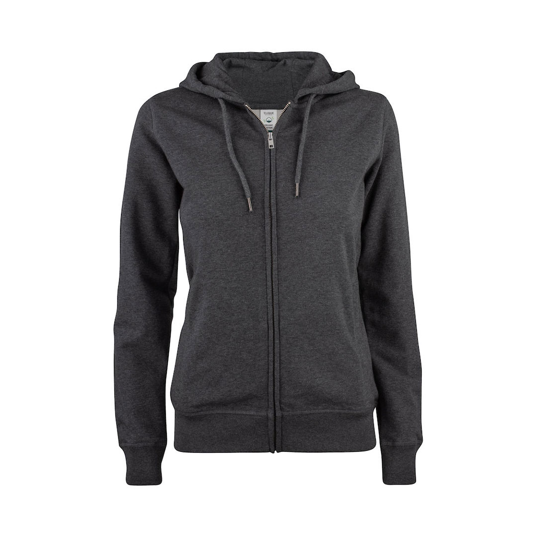 CLIQUE Premium OC Hoody Full Zip Dame - Øko Bomuld-Mørkegrå