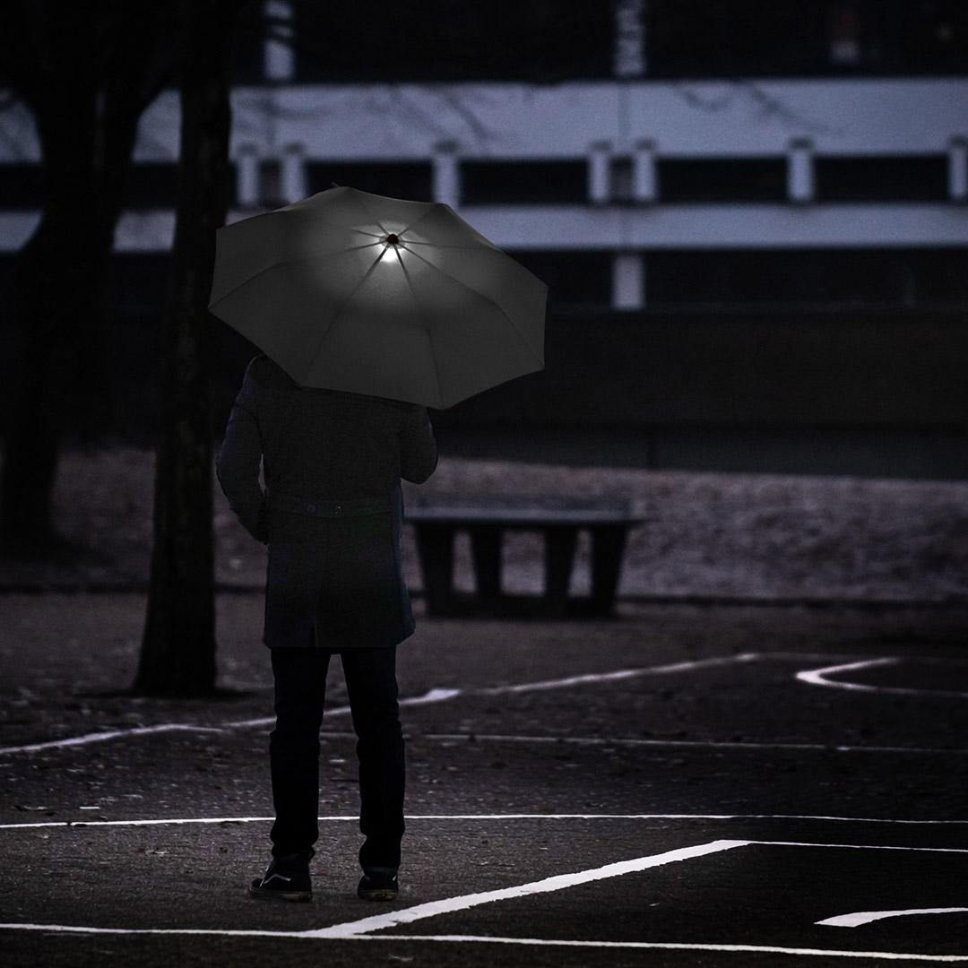 Oversize Taskeparaply FARE® med Led-Lys Skylight®-Sort