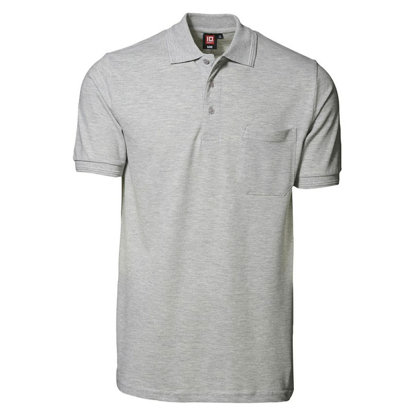 ID Klassisk Poloshirt - Lomme-Grå melange