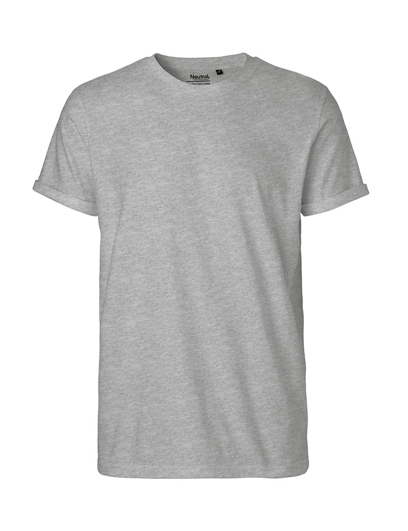 NEUTRAL Roll Up Sleeve T-shirt, 100% Økologisk Fairtrade Bomuld-Grå melange