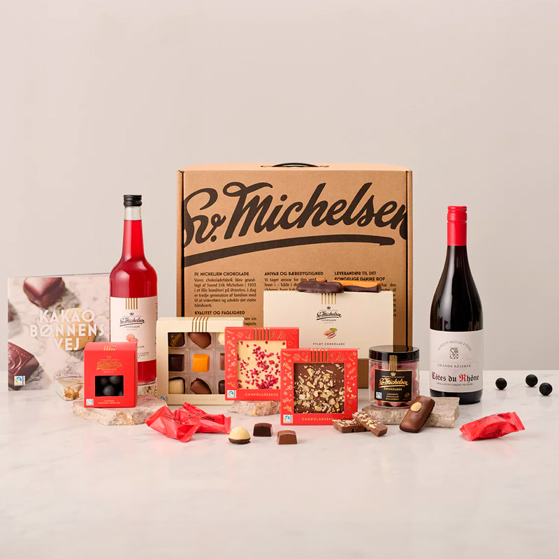 SV. MICHELSEN Gavekuffert med Fairtrade Chokolade & Vin