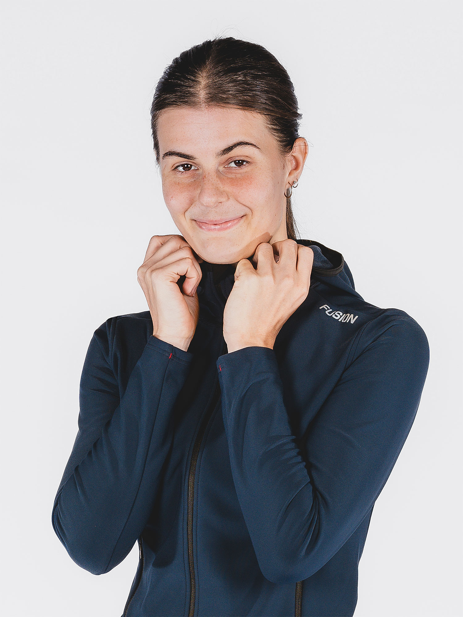 FUSION Recharge Hoodie, Dame-Mørke blå