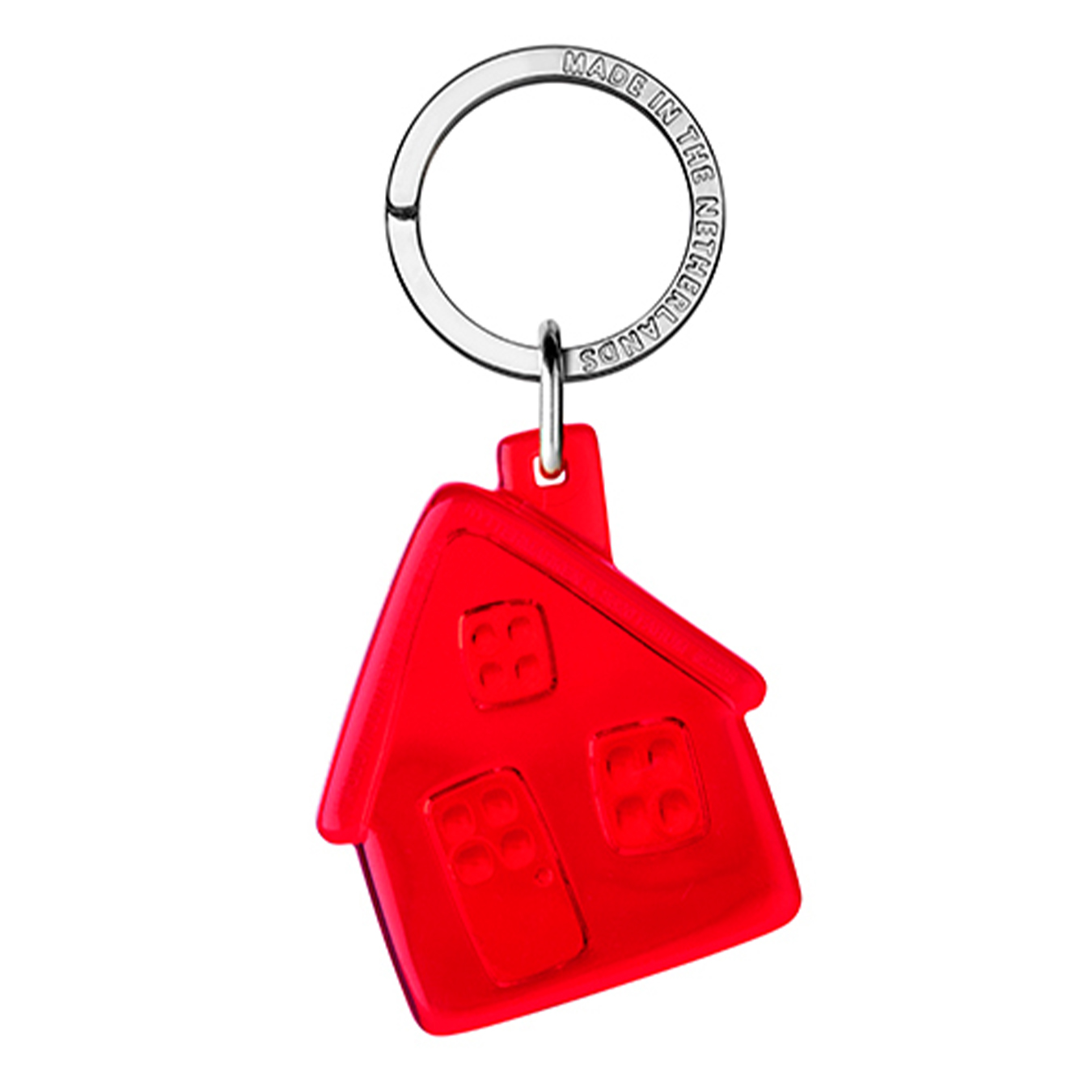 Hus Nøglering - Genbrugs Akryl-Klar Rød