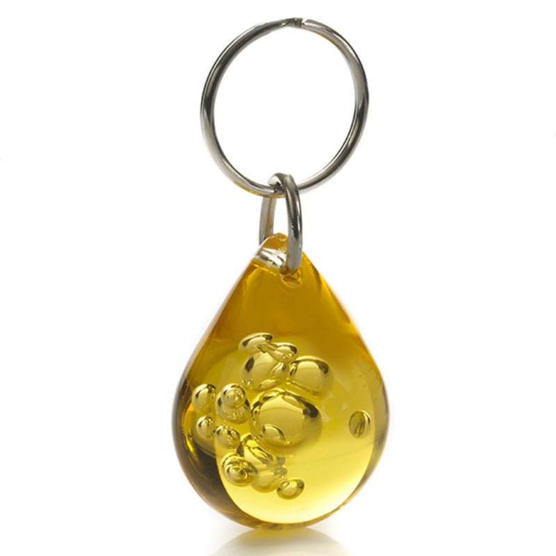 Dråbe Nøglering - Genbrugs Akryl-Gul