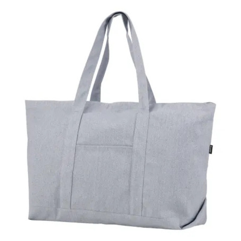 Ekstra Stor Big Boat Bag M. Lynlås - Recycled Bomuld/Polyester Mix - Lysegrå