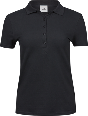TEE JAYS Ladies Luxury Stretch Polo, Økologisk, dame-Sort