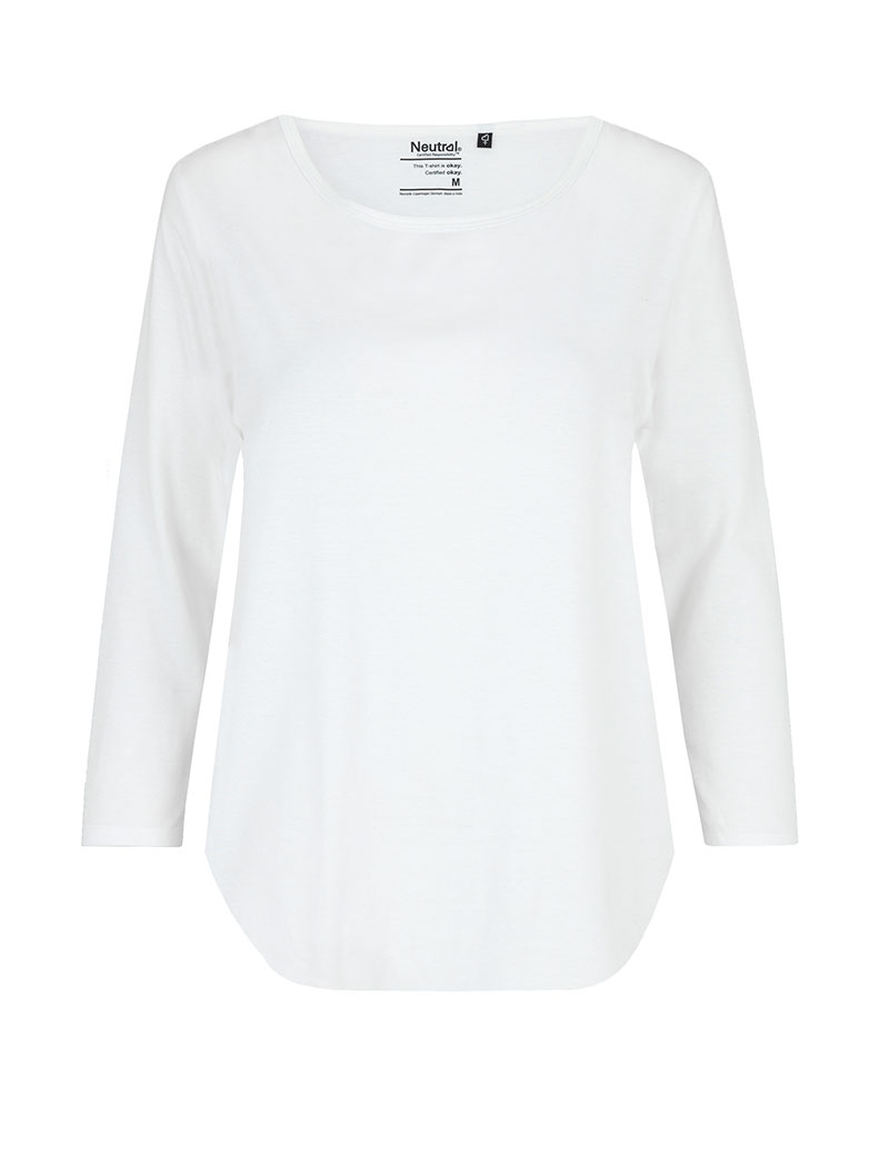 NEUTRAL 3/4 Ærmet Dame T-shirt, 100% Økologisk Fairtrade Bomuld-Hvid