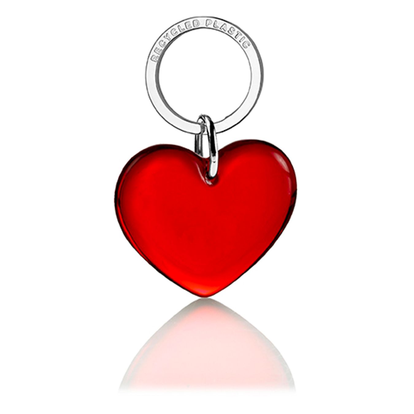 Hjerte Nøglering - Genbrugs Akryl - Rød