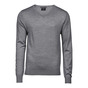 TEE JAYS V-Neck Merino Strik - Grå melange