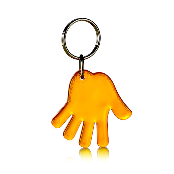 Hånd Nøglering - Genbrugs Akryl - Orange
