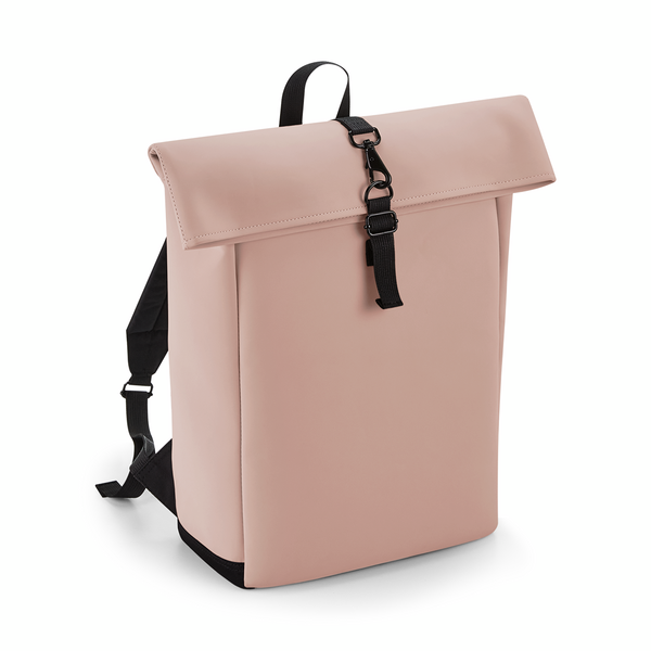 Matte PU Roll-Top Backpack - 100 % genbrugspolyester - Rosa