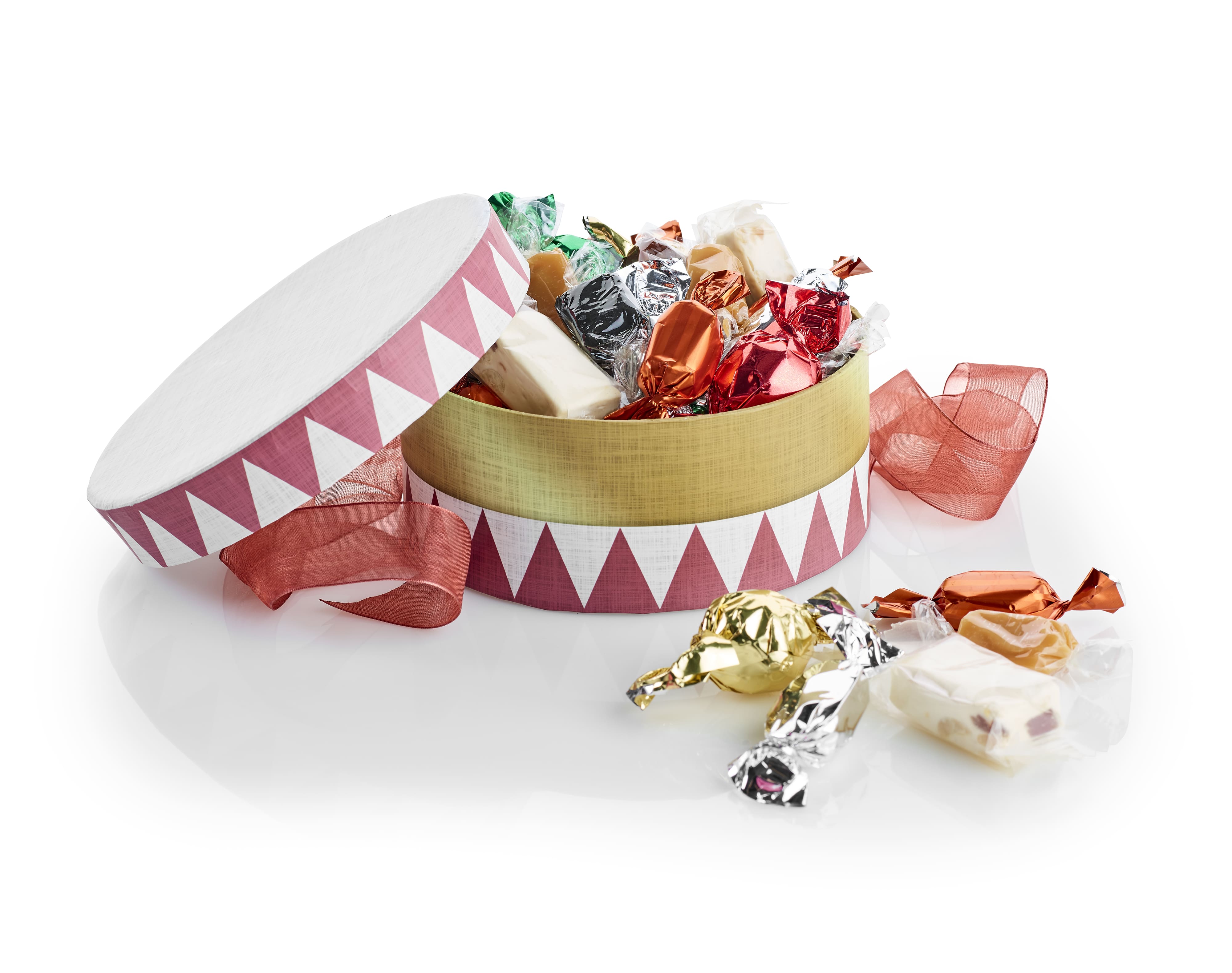 Hatteæske med Julemix, 300 g. - Guld