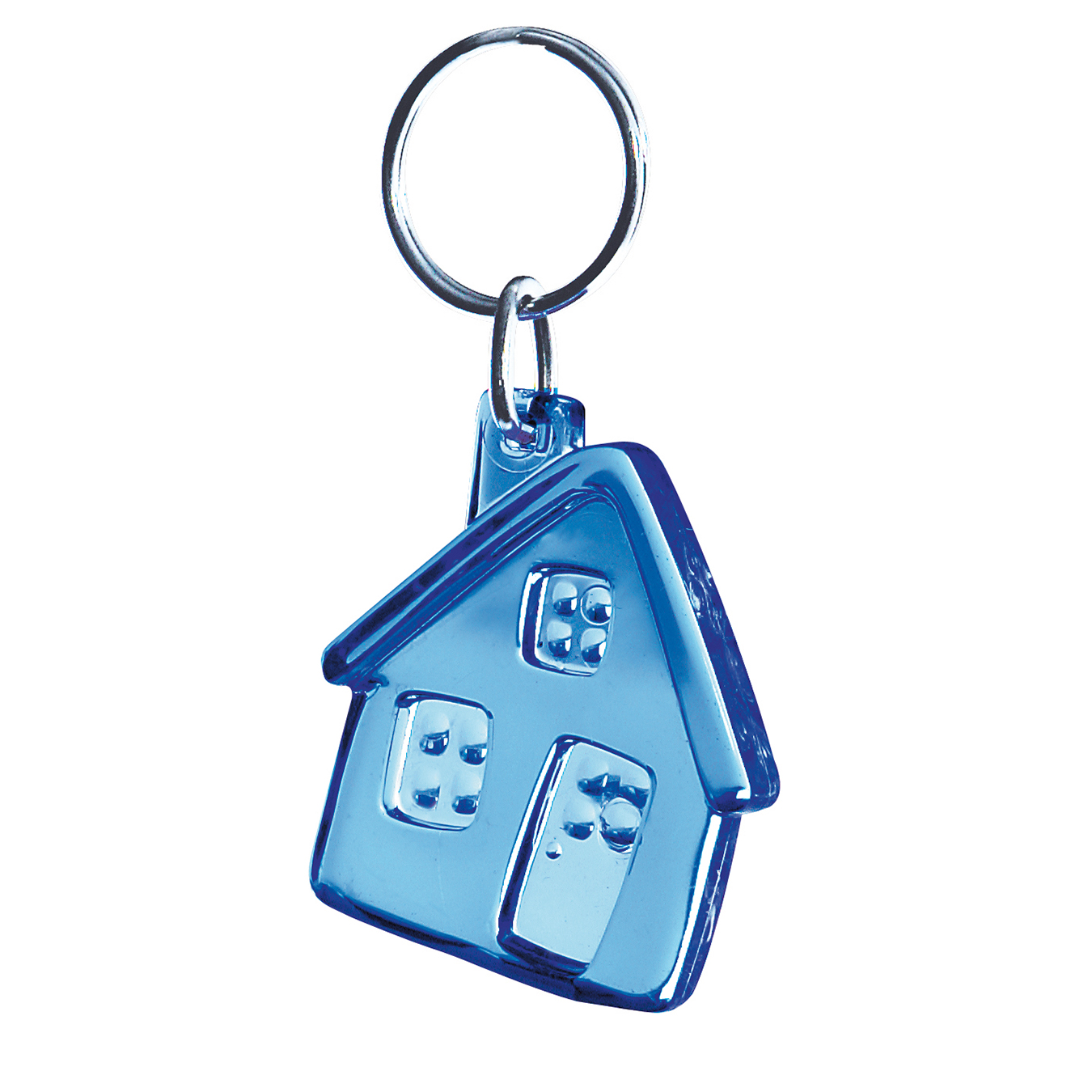 Hus Nøglering - Genbrugs Akryl - Klar Blå