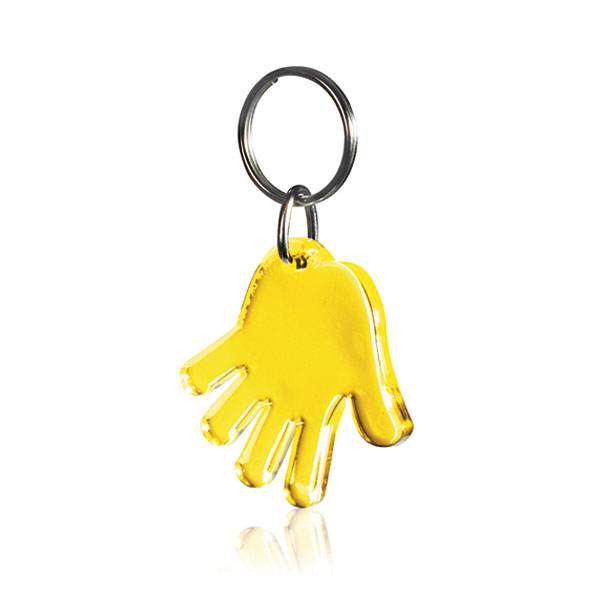 Hånd Nøglering - Genbrugs Akryl - Gul