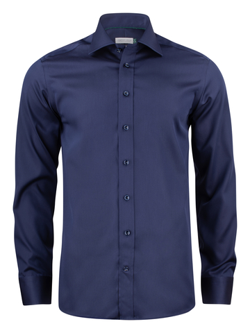 J. HARVEST & FROST GB01 Twill Slim Skjorte - Herre - Navy