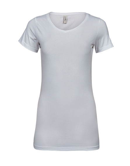 TEE JAYS Fashion Stretch T-shirt med ekstra længde, dame-Hvid