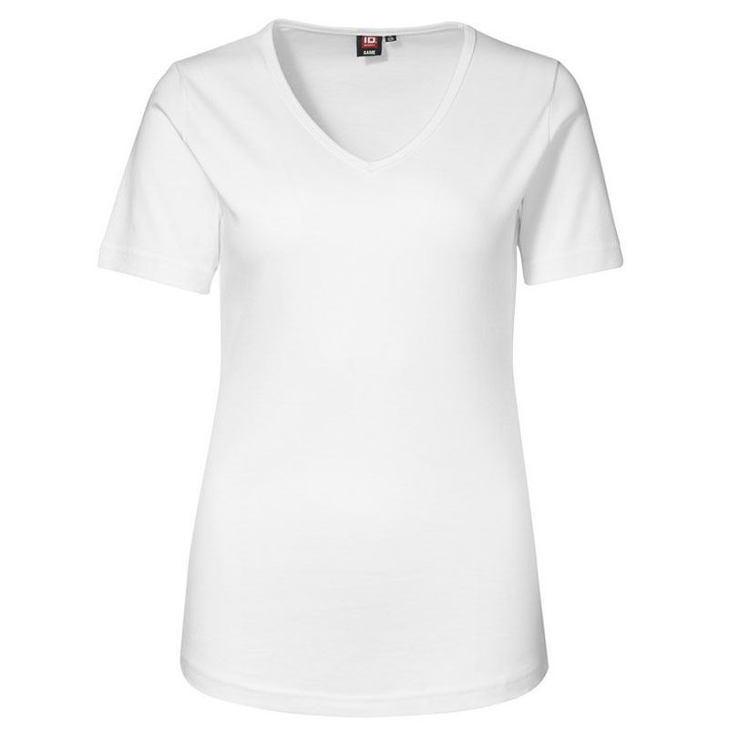ID Interlock T-shirt Dame - V-hals-Hvid