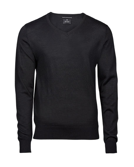 TEE JAYS V-Neck Merino Strik-Sort