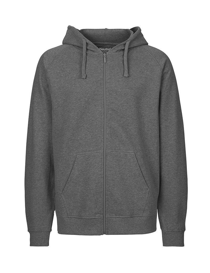 NEUTRAL Zip Hoodie, 100% Økologisk Fairtrade Bomuld-Mørkegrå Melange