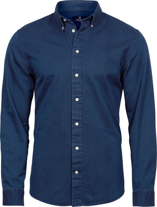 TEE JAYS Casual Twill Skjorte, herre-Indigo