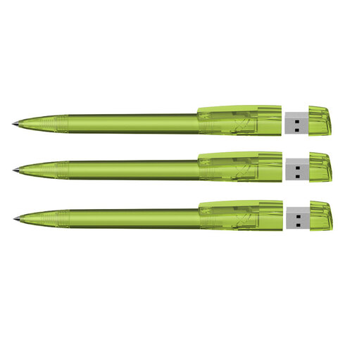 KLIO Pen Transparent med plast tip 4 GB usb stik.-Lysegrøn