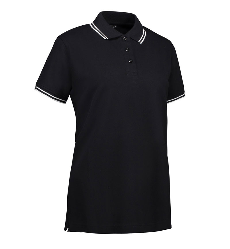 ID Stretch Contrast Poloshirt, dame-Sort