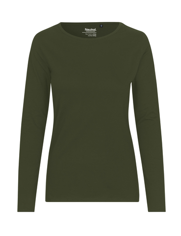 NEUTRAL Langærmet Dame T-shirt, 100% Økologisk Fairtrade Bomuld-Militær