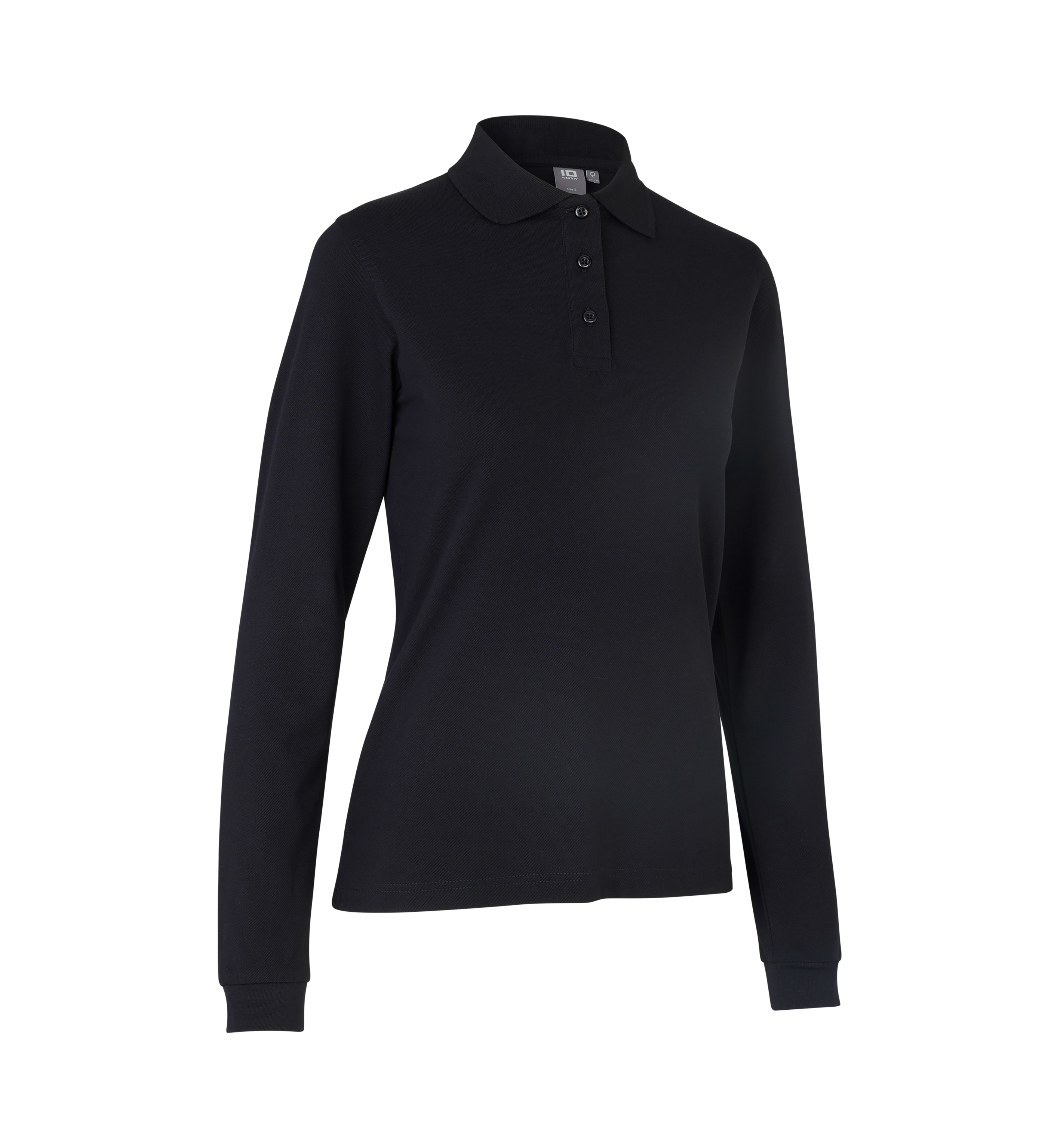 ID Langærmet poloshirt stretch, dame-Sort