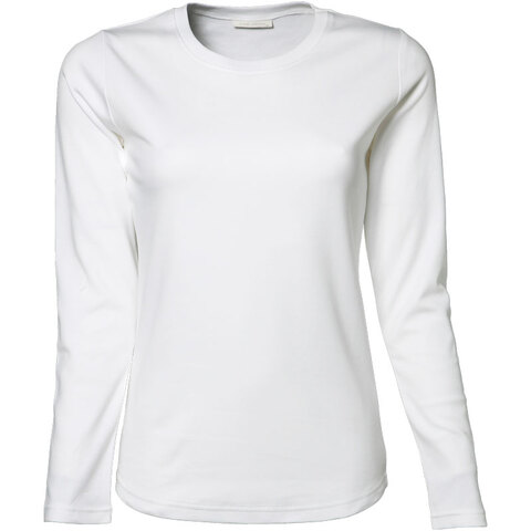 TEE JAYS Long Sleeve Interlock T-shirt - Økologisk, dame-Hvid
