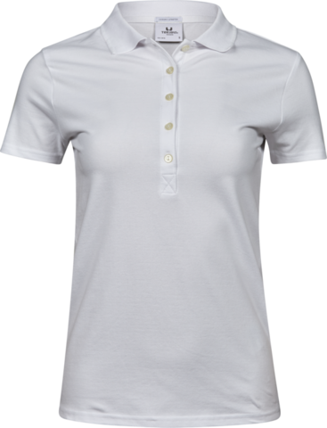 TEE JAYS Ladies Luxury Stretch Polo, Økologisk, dame-Hvid