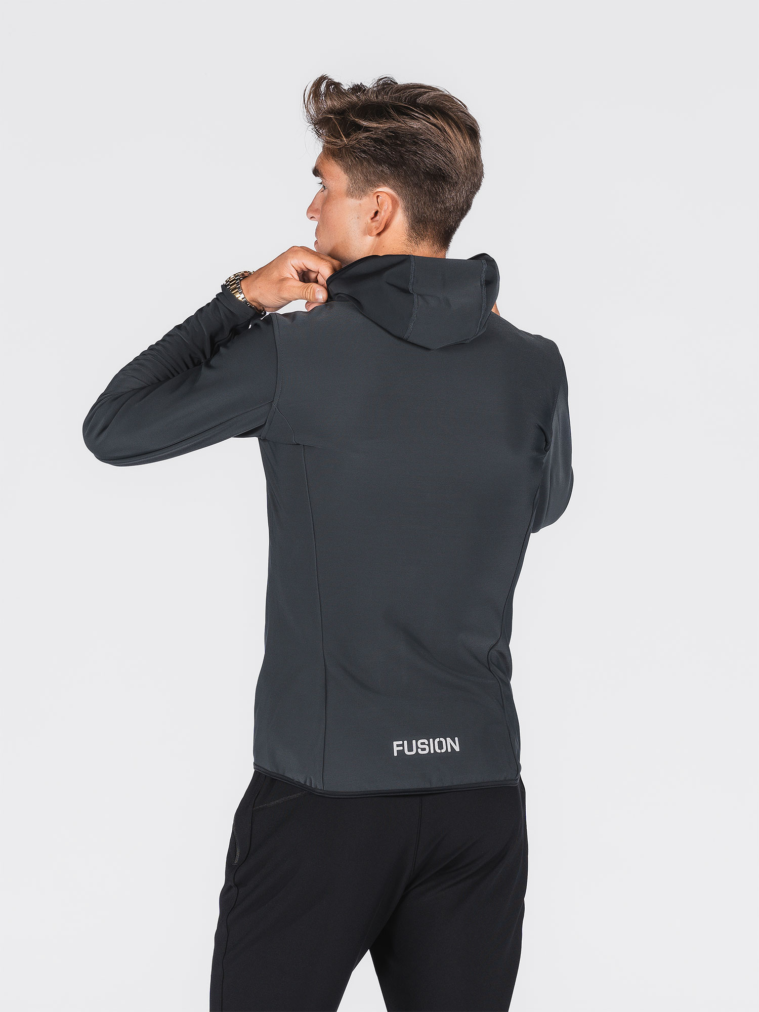 FUSION Recharge Hoodie, Herre-Mørkegrå