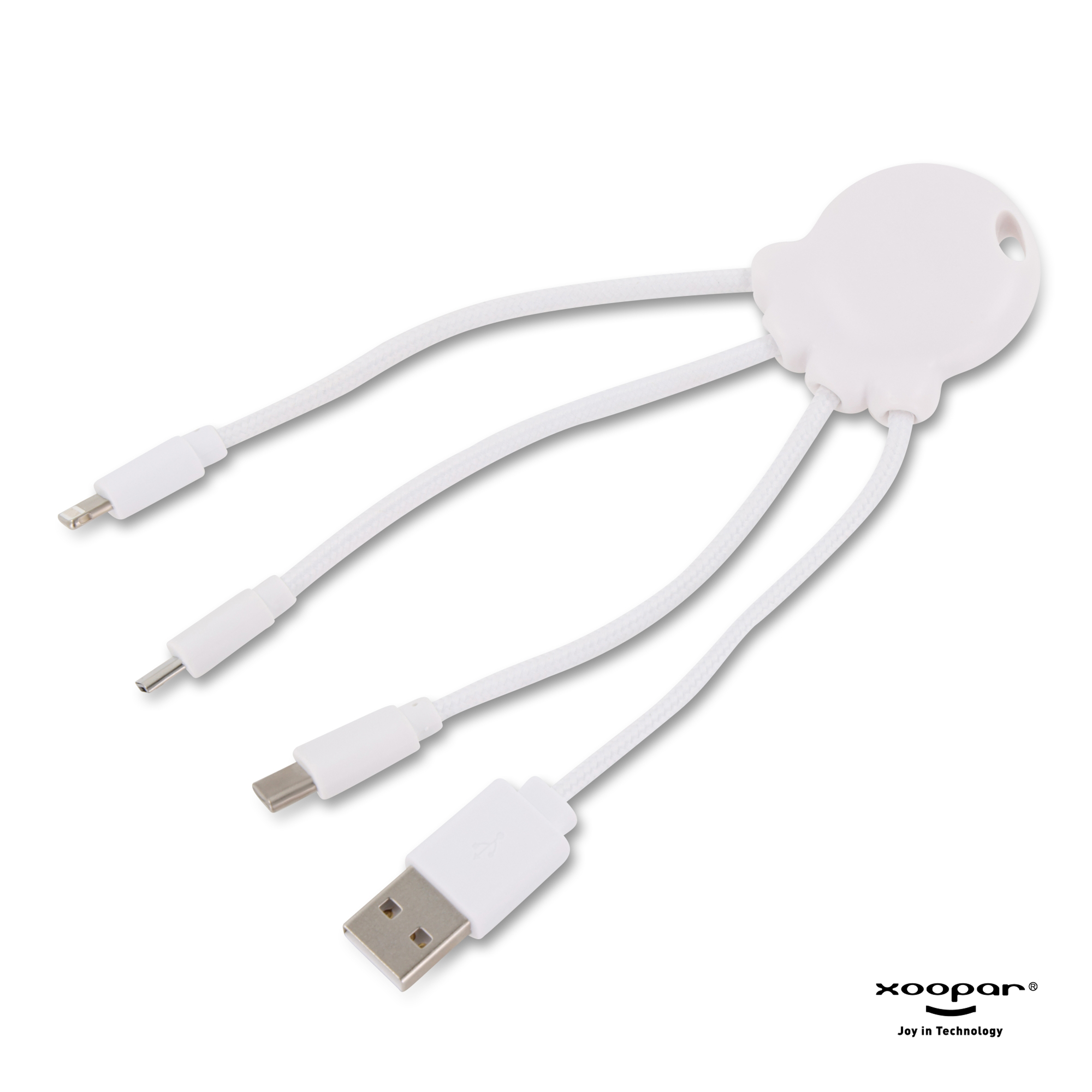 Xoopar Octopus Charging cable - rPet-Hvid