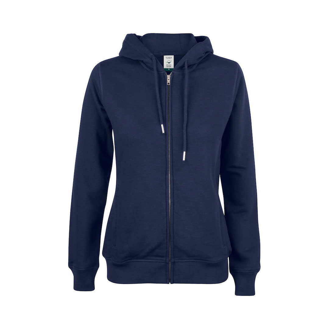 CLIQUE Premium OC Hoody Full Zip Dame - Øko Bomuld-Mørk Marine