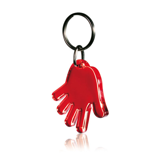 Hånd Nøglering - Genbrugs Akryl-Rød