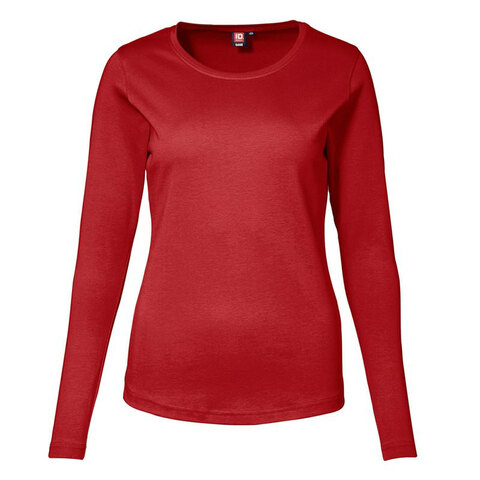 ID Interlock T-shirt Dame - Langærmet-Rød